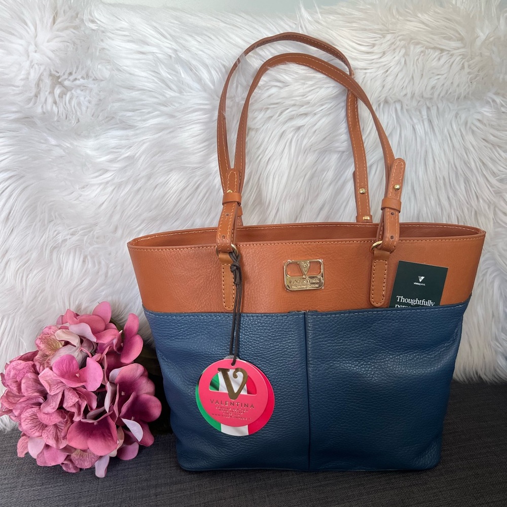 NWT VALENTINA TOP ZIP TOTE SATCHEL HANDBAG ITALIAN LEATHER - Picture 12 of 13